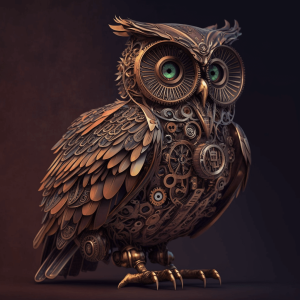 A clockwork owl with a steampunk aesthetic 01