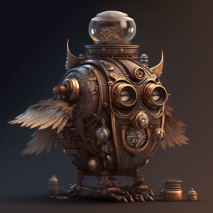 A clockwork owl with a steampunk aesthetic 02