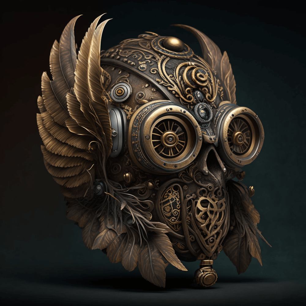 A clockwork owl with a steampunk aesthetic 08