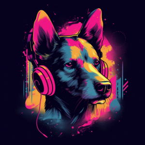 a dog wearing headphones 06