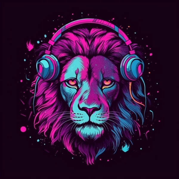 a lion wearing headphones 08
