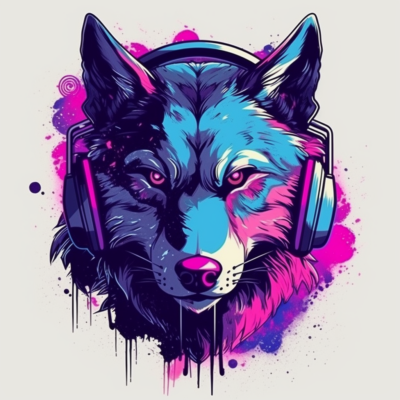 a wolf wearing headphones 03