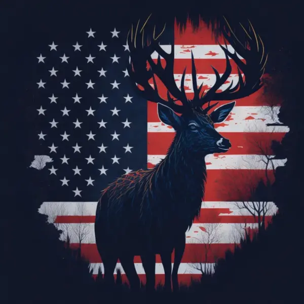 American flag deer silhouette 02