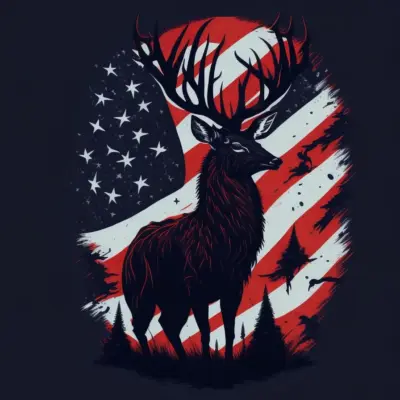 American flag deer silhouette 04