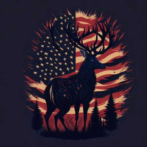 American flag deer silhouette 06