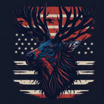 American flag deer silhouette 07