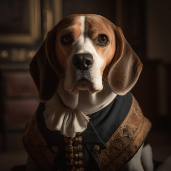 beagle wearing victorian era 02