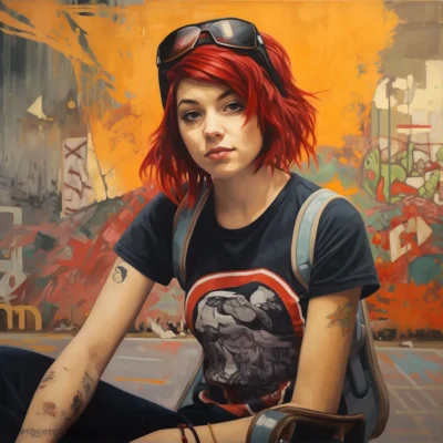 portrait of Skatepunk woman 02
