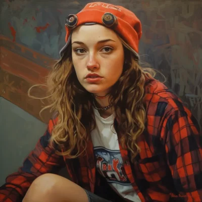 portrait of Skatepunk woman 03