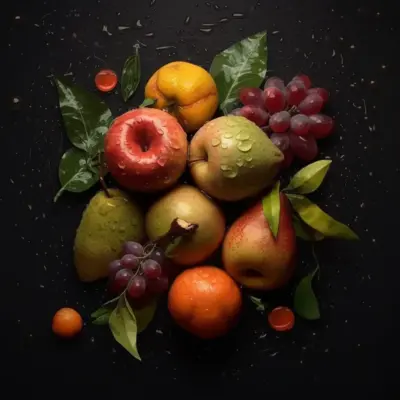 bunch of FRUITS with drops of water 05
