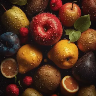 bunch of FRUITS with drops of water 06