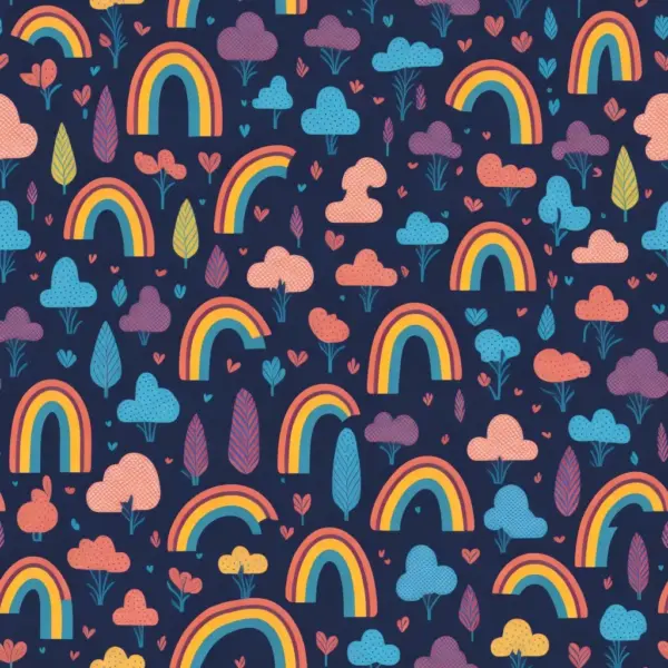 Pattern cute doodle rainbow 02