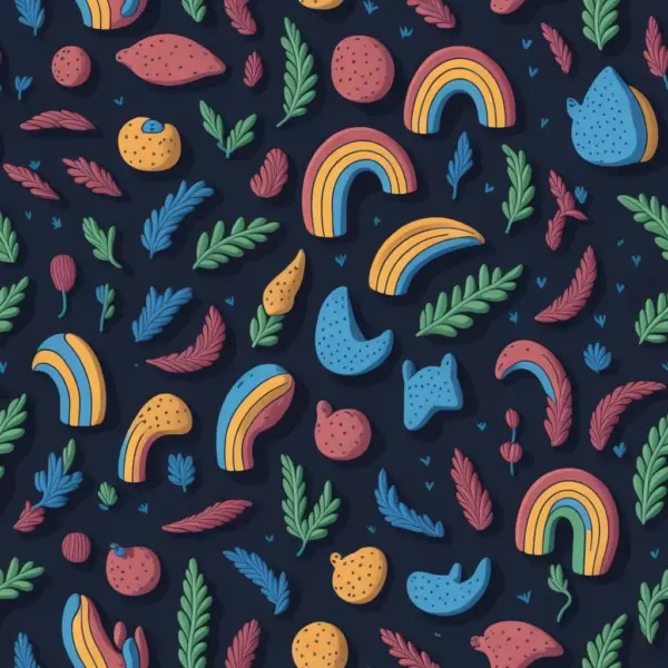 Pattern cute doodle rainbow 06