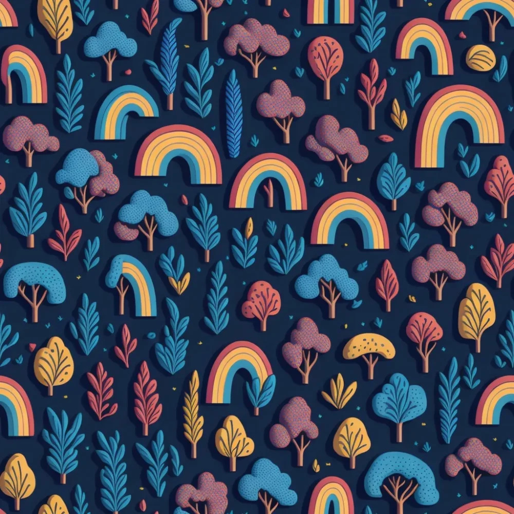 Pattern cute doodle rainbow 08