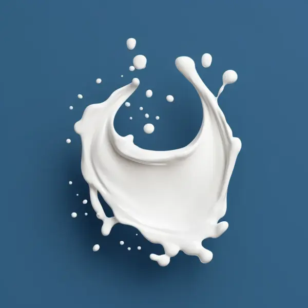 Spiral shaped white milk falls on a blue background 02