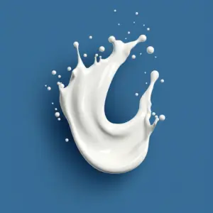Spiral shaped white milk falls on a blue background 06