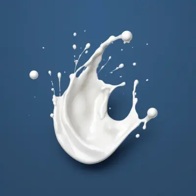 Spiral shaped white milk falls on a blue background 10