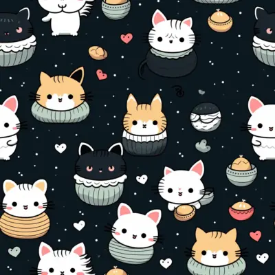 cute pattern of cats playing with balls of wool 06