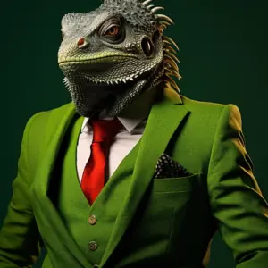 portrait of a Green Iguana suit outfit 01