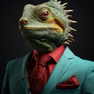 portrait of a Green Iguana suit outfit 04