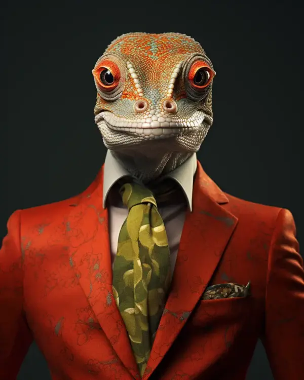 portrait of a Green Iguana suit outfit 06