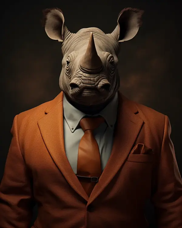 portrait of a Rhino suit outfit 01