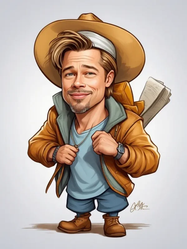 cartoon of Brad Pitt 04