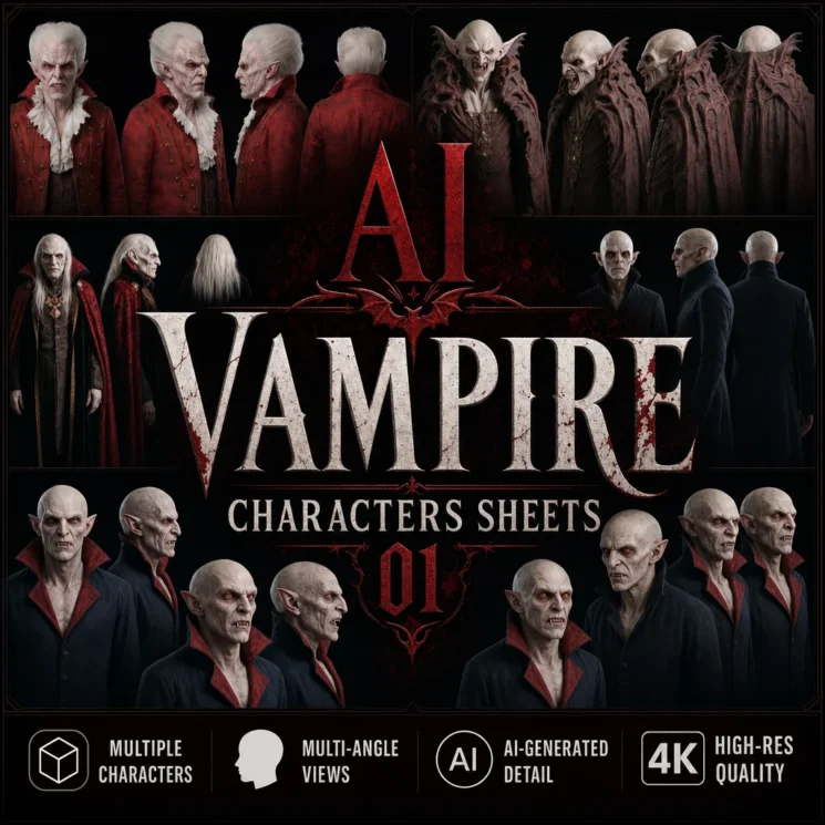 AI Vampire Characters Sheets 01 - AI Images