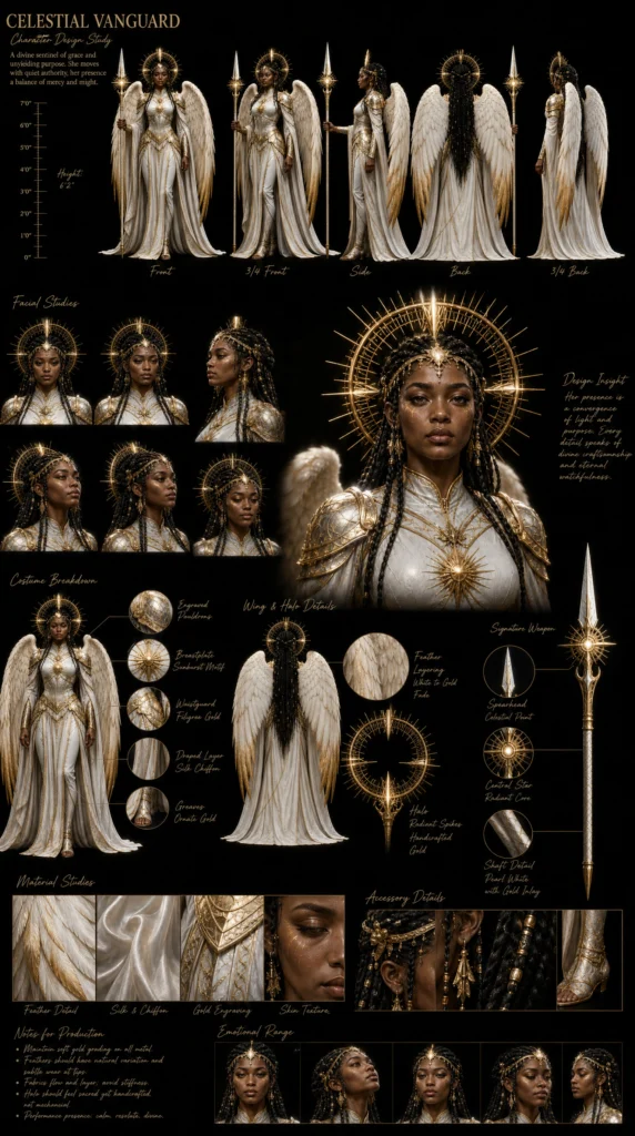 Cinematic Angel Character Sheet 01 - Female