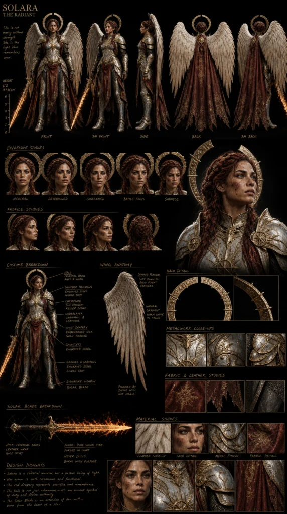 Cinematic Angel Character Sheet 03 - Female