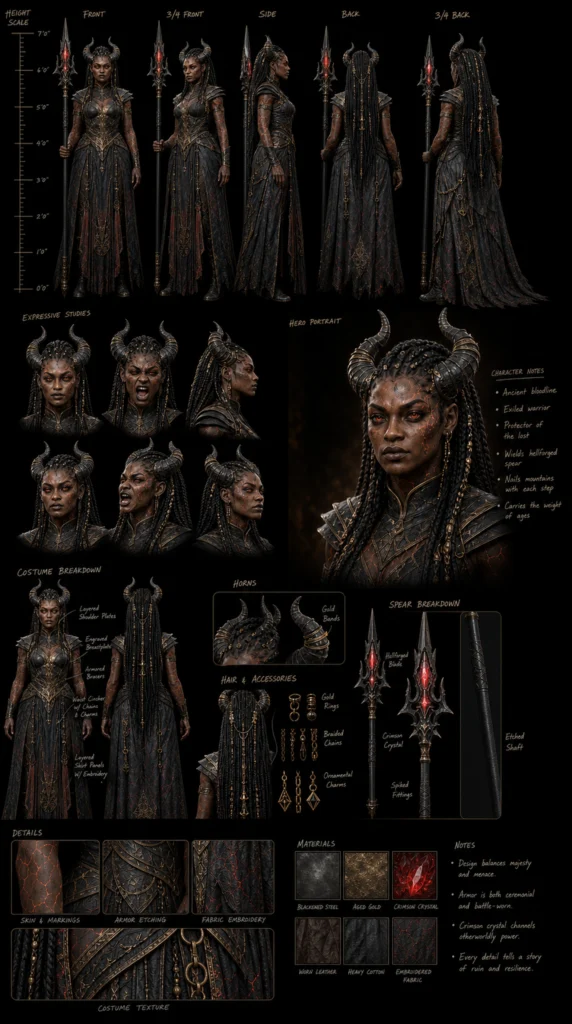 Cinematic Demon Character Sheet 01 - Female