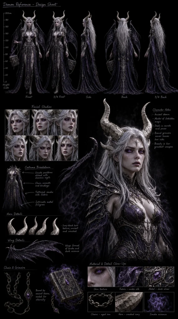 Cinematic Demon Character Sheet 02 - Female