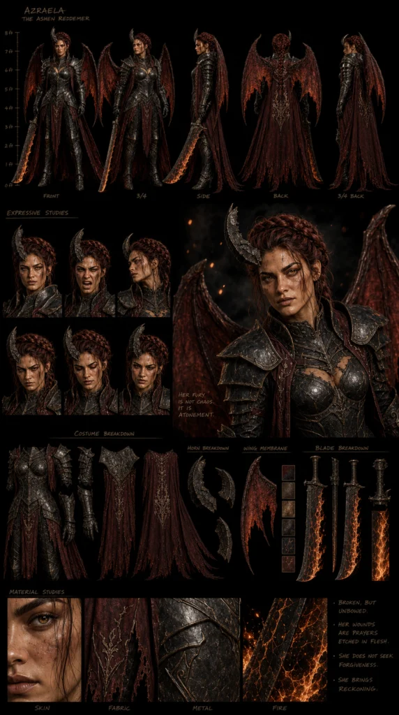 Cinematic Demon Character Sheet 03 - Female