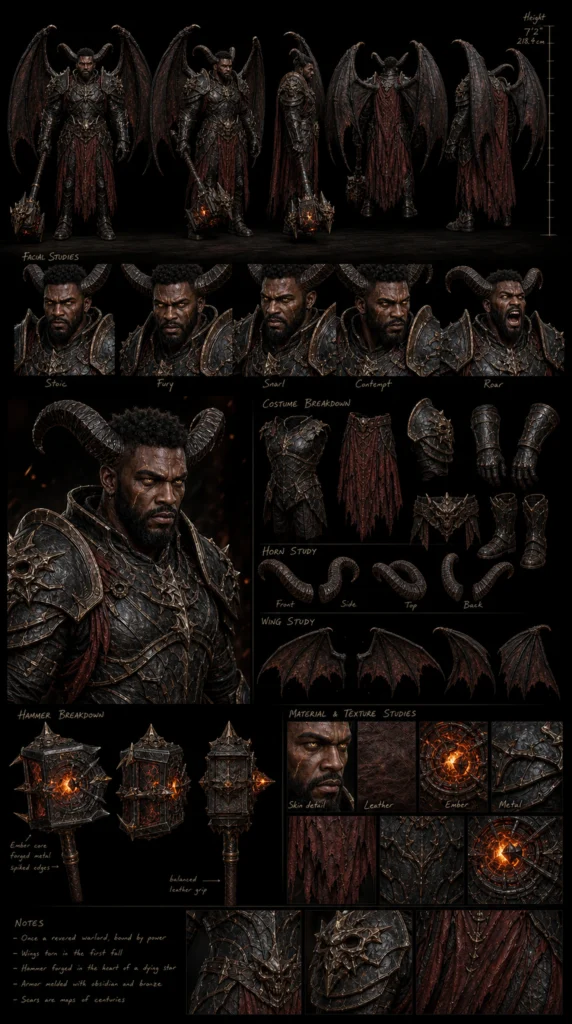 Cinematic Demon Character Sheet 04 - Male