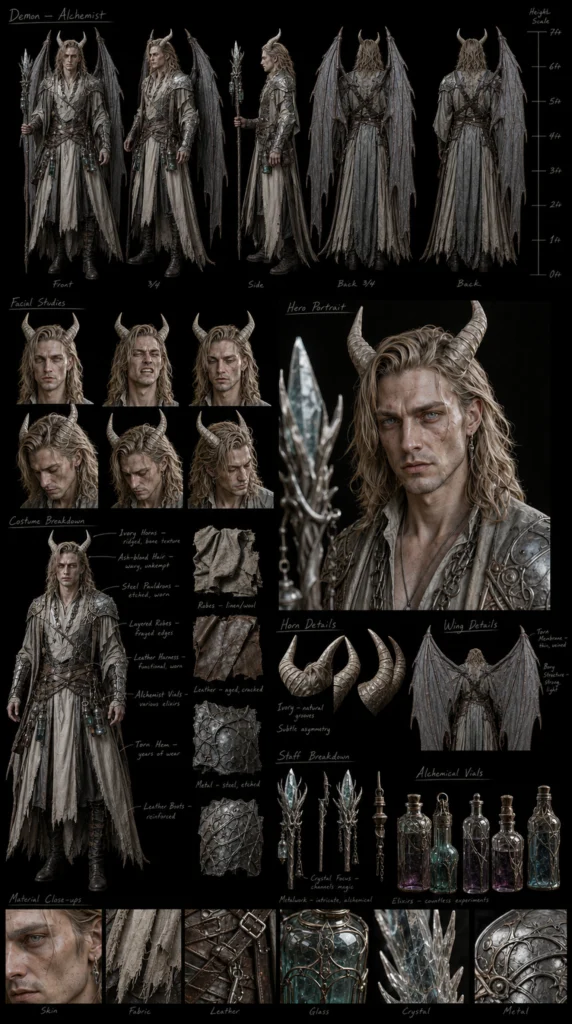 Cinematic Demon Character Sheet 05 - Male
