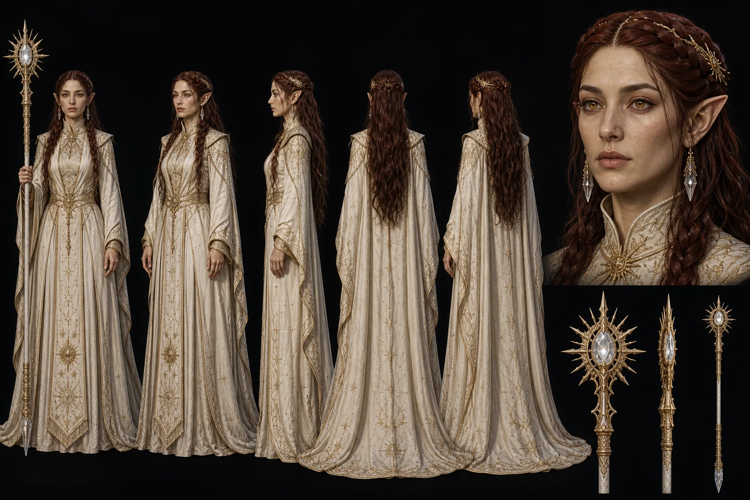 AI Elf Character Reference Sheet 02 – Female Elf