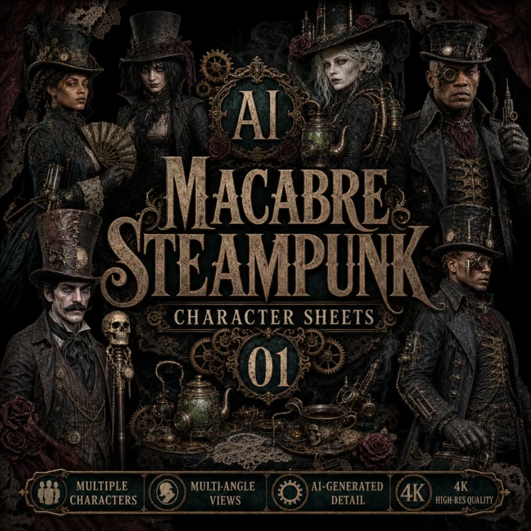AI Macabre Steampunk Character Sheets 01 - Collection Cover