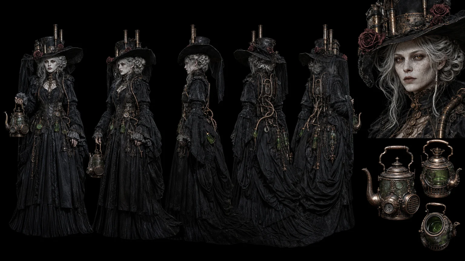 Macabre Steampunk Character Reference 02 - Female