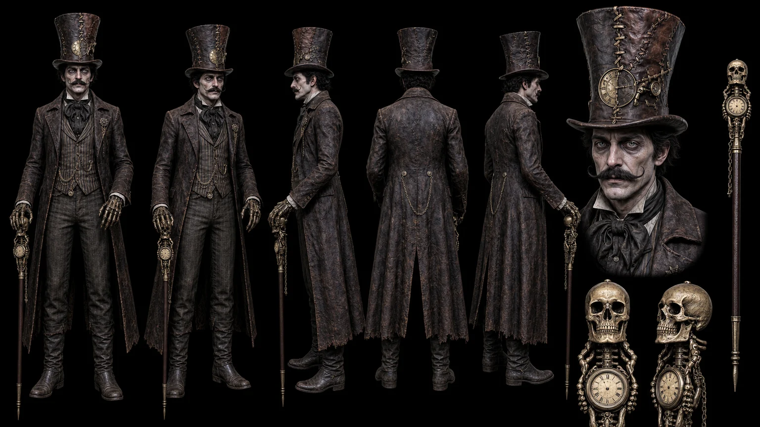 Macabre Steampunk Character Reference 04 - Male