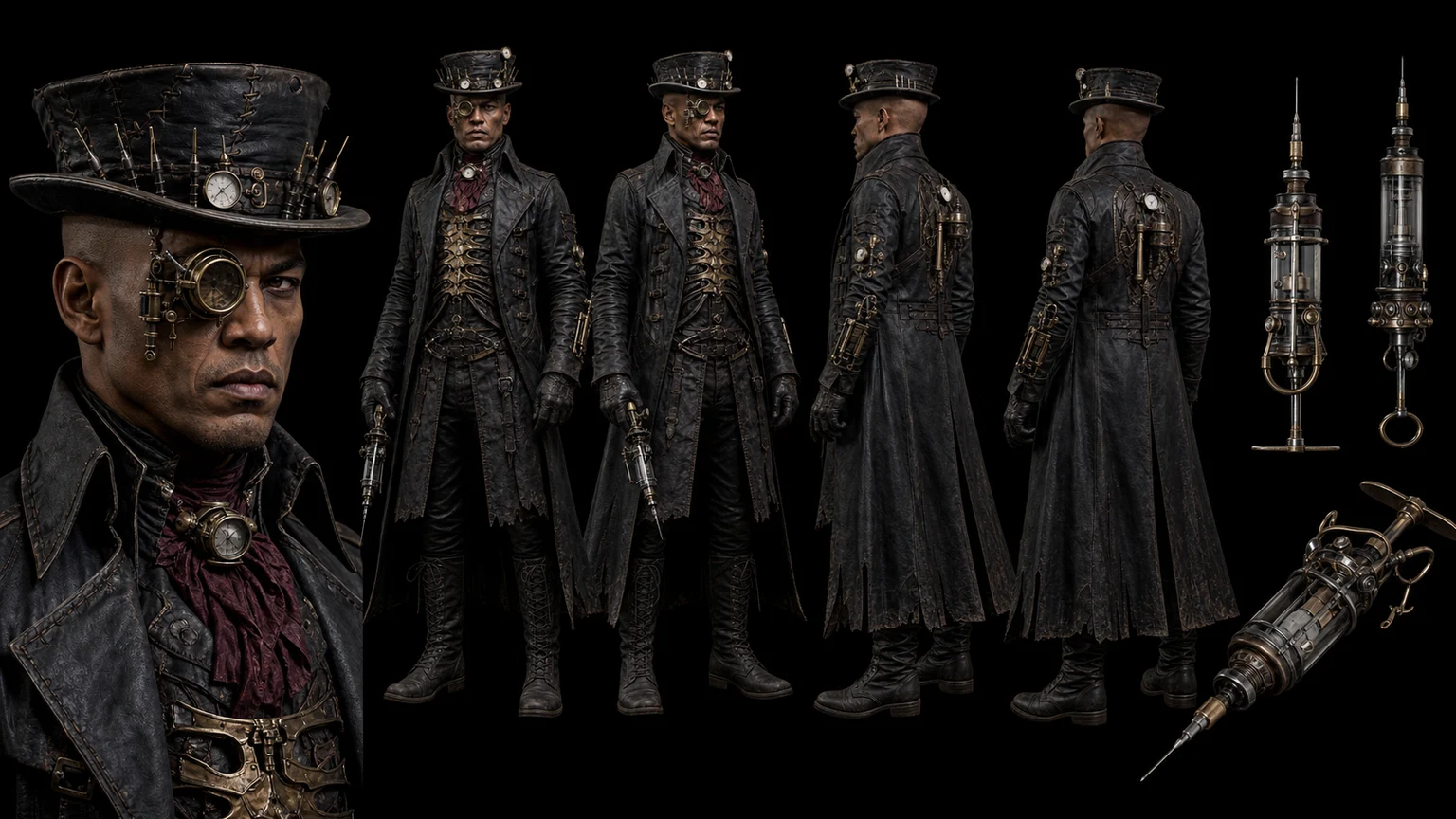 Macabre Steampunk Character Reference 05 - Male