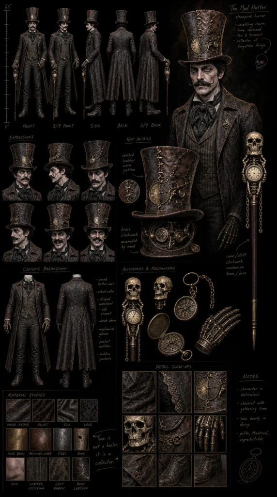 Cinematic Macabre Steampunk Character Sheet 04 - Male
