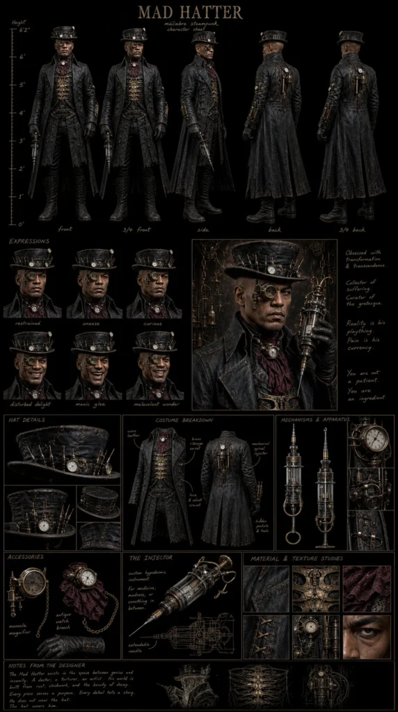Cinematic Macabre Steampunk Character Sheet 05 - Male