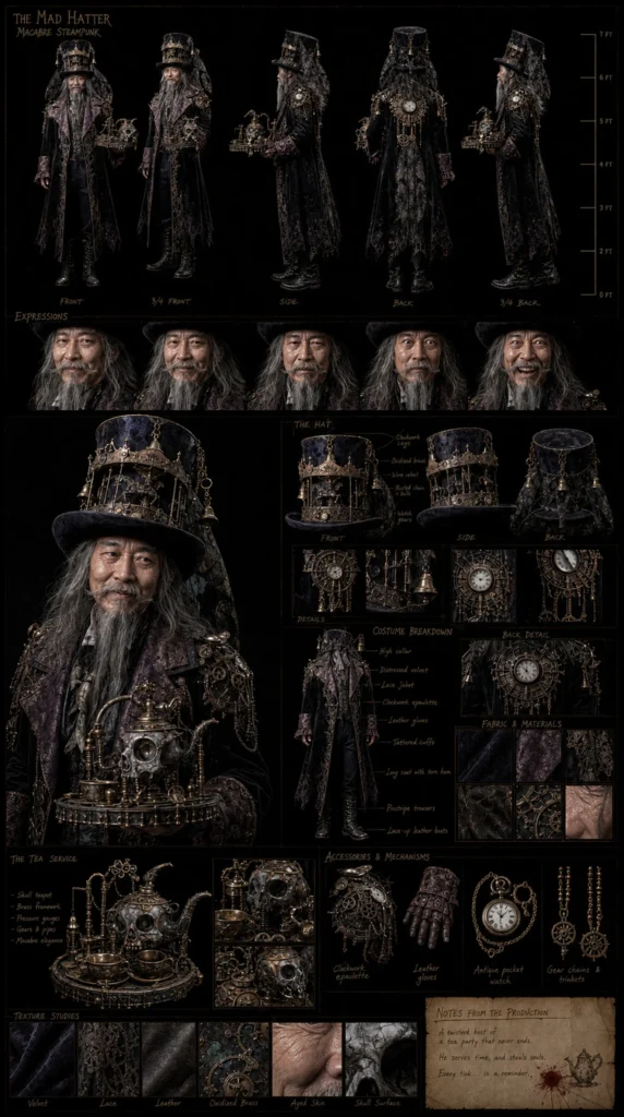 Cinematic Macabre Steampunk Character Sheet 06 - Male