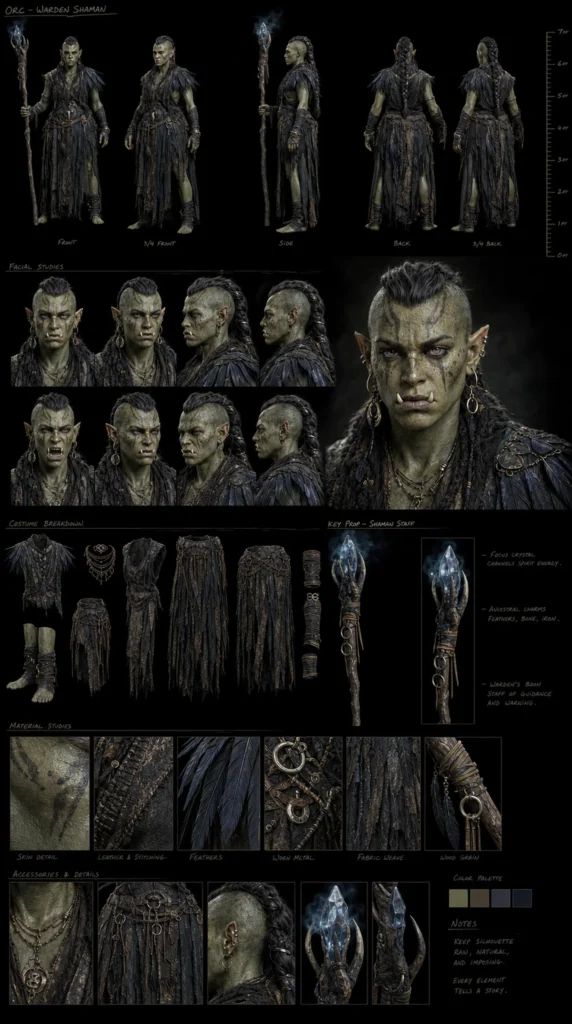 Cinematic AI Orc Character Sheet 02 - Female Orc