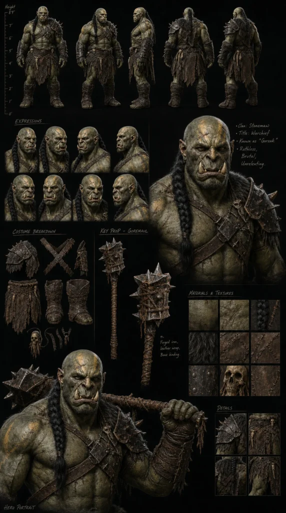 Cinematic AI Orc Character Sheet 05 - Male Orc