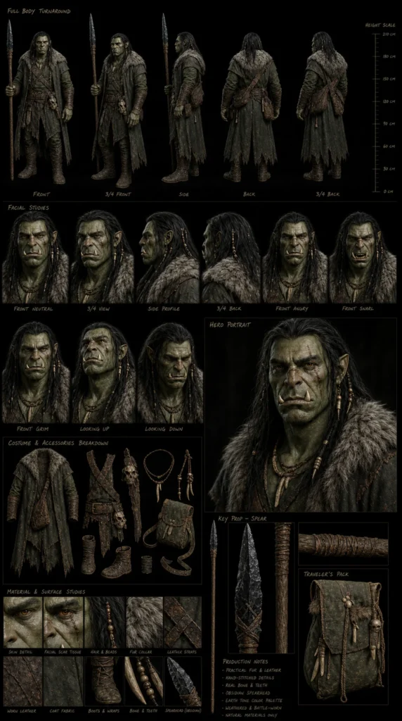 Cinematic AI Orc Character Sheet 06 - Male Orc