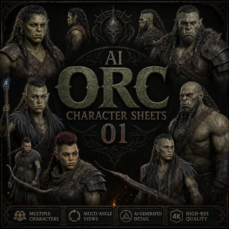 AI Orc Character Sheets 01 - Collection Cover