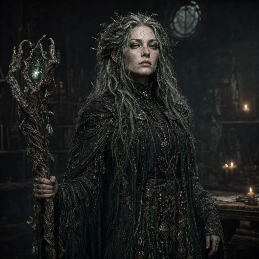 Cinematic indoor AI witch portrait scene 02