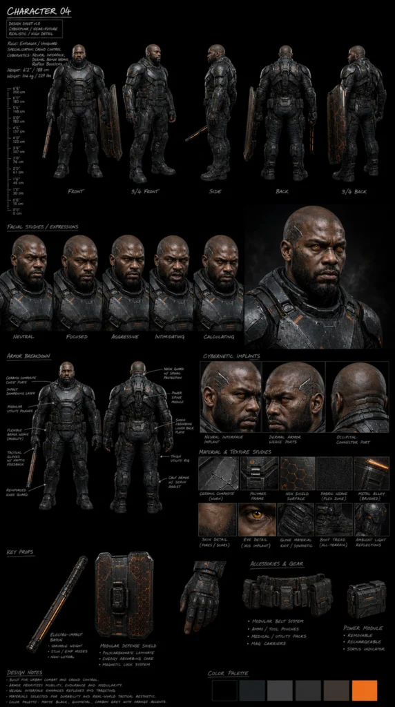 Cinematic Cyberpunk Character Sheet 04 - Male
