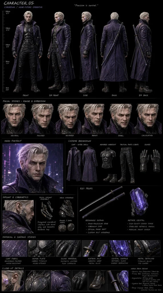 Cinematic Cyberpunk Character Sheet 05 - Male